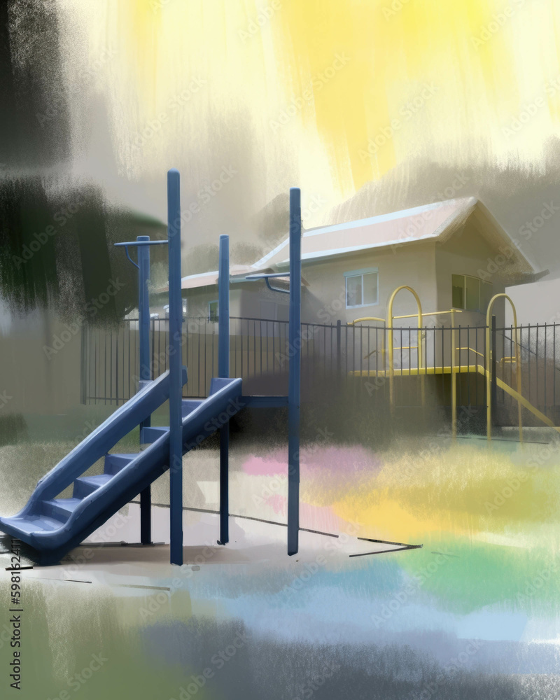 Aufkleber an empty playground surrounded by a wall of silence a reminder of the joy that is robbed when violen