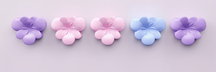 Mother's Day, Mom's Day or Women's Day or Valentines day flowers composition with hearts and copy space on pastel background. AI generative