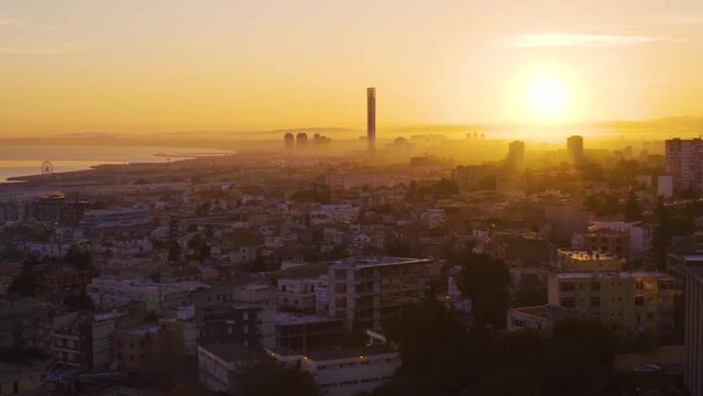 panoramic shot of the great mosque of algiers algeria at sunrise