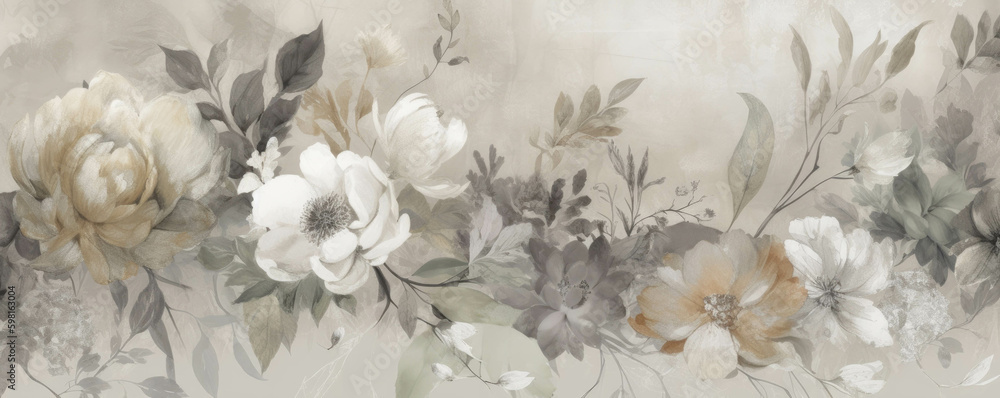 Poster an alluring embrace of nature lovingly crafted with carefully arranged foliage and dazzling flowers.