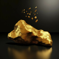 An image of a gold nugget with a rising graph drawn around it representing the continued volatility of the gold market.. AI generation. Generative AI