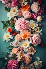 Obraz na płótnie Canvas flower pastel background color mother peonies blossom design valentine watercolor spring. Generative AI. Generative AI