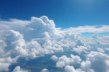 Naklejka na ściany i meble Serene Blue Sky with Fluffy Clouds, Generative AI