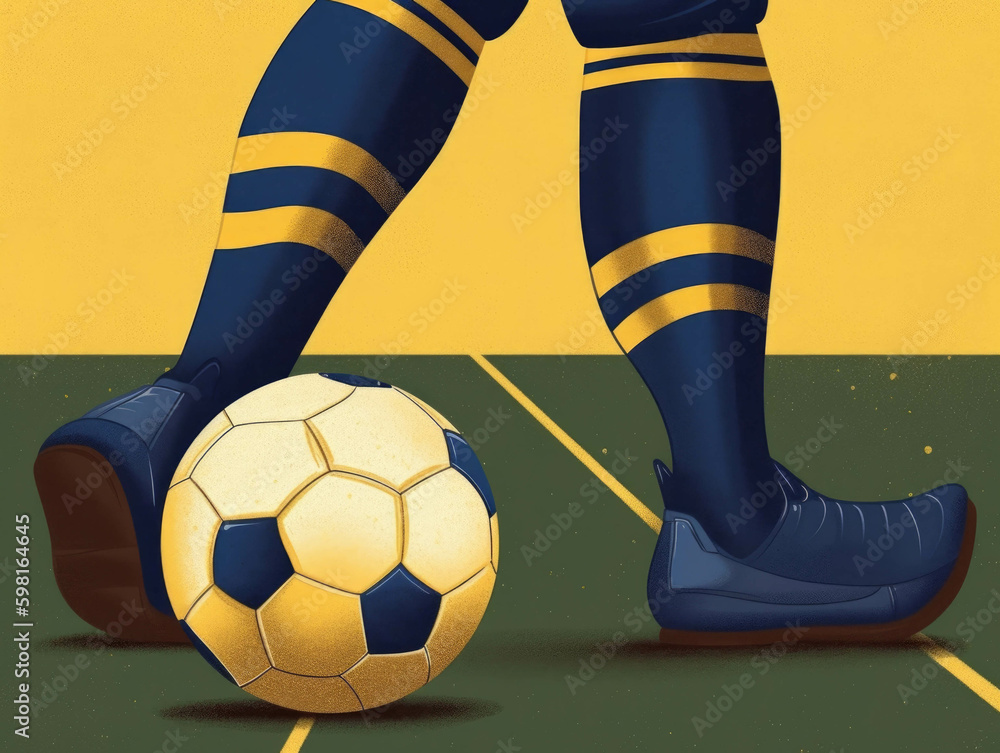 Poster a close up of a person with an intellectual disability playing football.. ai generation. generative 