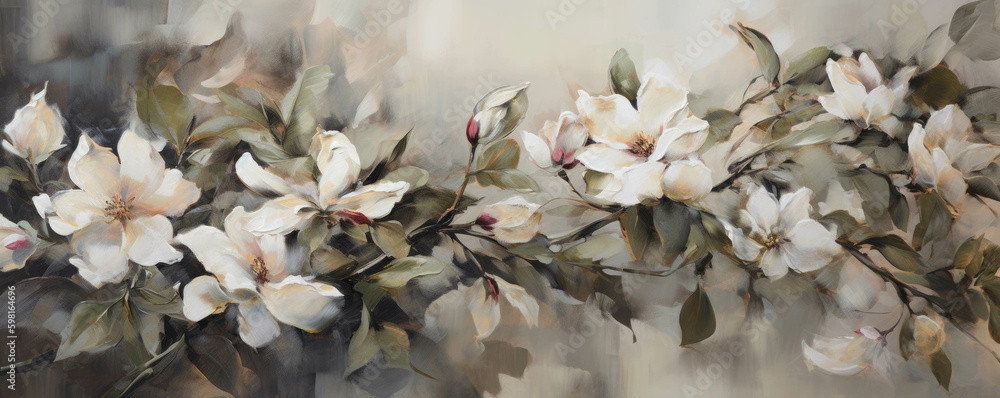 Poster a lively spring of petals and leaves intertwined to create a fresh and welcoming sight.. ai generati