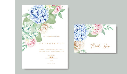 Fototapeta na wymiar wedding invitation card with floral rose watercolor