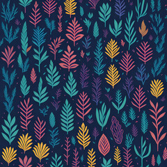 Seamless patterns of plants, cosmic design, repeating patterns design
