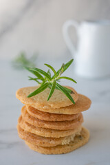 Delicious freshly baked homemade cookies with rosemary 
