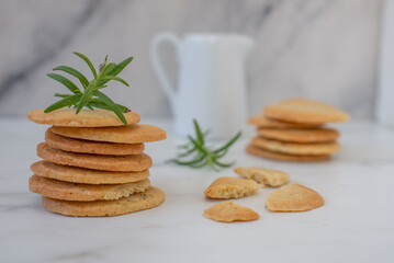 Delicious freshly baked homemade cookies with rosemary 
