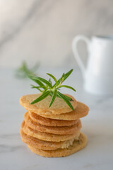 Delicious freshly baked homemade cookies with rosemary 