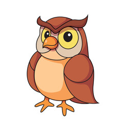 Cartoon simple cute Owl isolated on white background