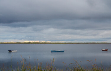 Anchored Boats in Tracadie Bay, New Brunswick Province, Canada