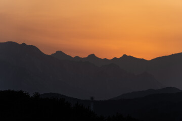 sunset in the mountains