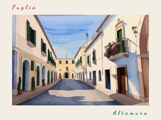 Altamura: Italian vintage postcard with the name of the Italian city and an illustration