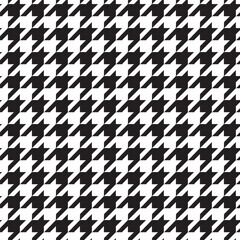 Classic flat abstract black and white traditional four pointed hounds tooth check textile pattern design element