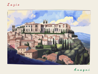 Anagni: Italian vintage postcard with the name of the Italian city and an illustration