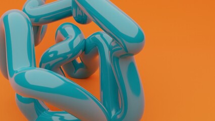 blue tube abstract illustration isolated on bright orange background.