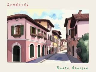 Busto Arsizio: Italian vintage postcard with the name of the Italian city and an illustration