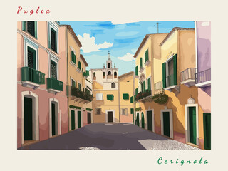 Cerignola: Italian vintage postcard with the name of the Italian city and an illustration