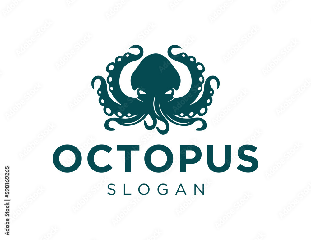 Poster logo about octopus on a white background. created using the coreldraw application.
