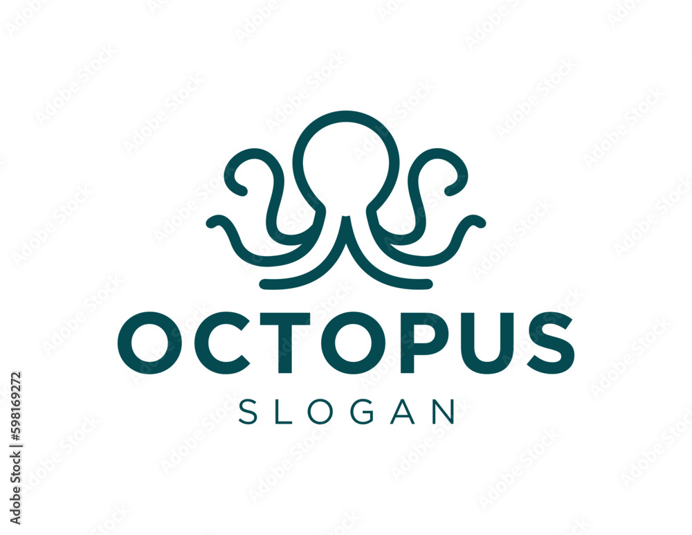 Poster logo about octopus on a white background. created using the coreldraw application.