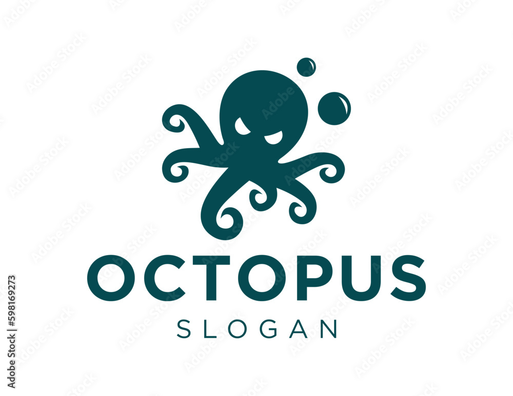 Poster logo about octopus on a white background. created using the coreldraw application.