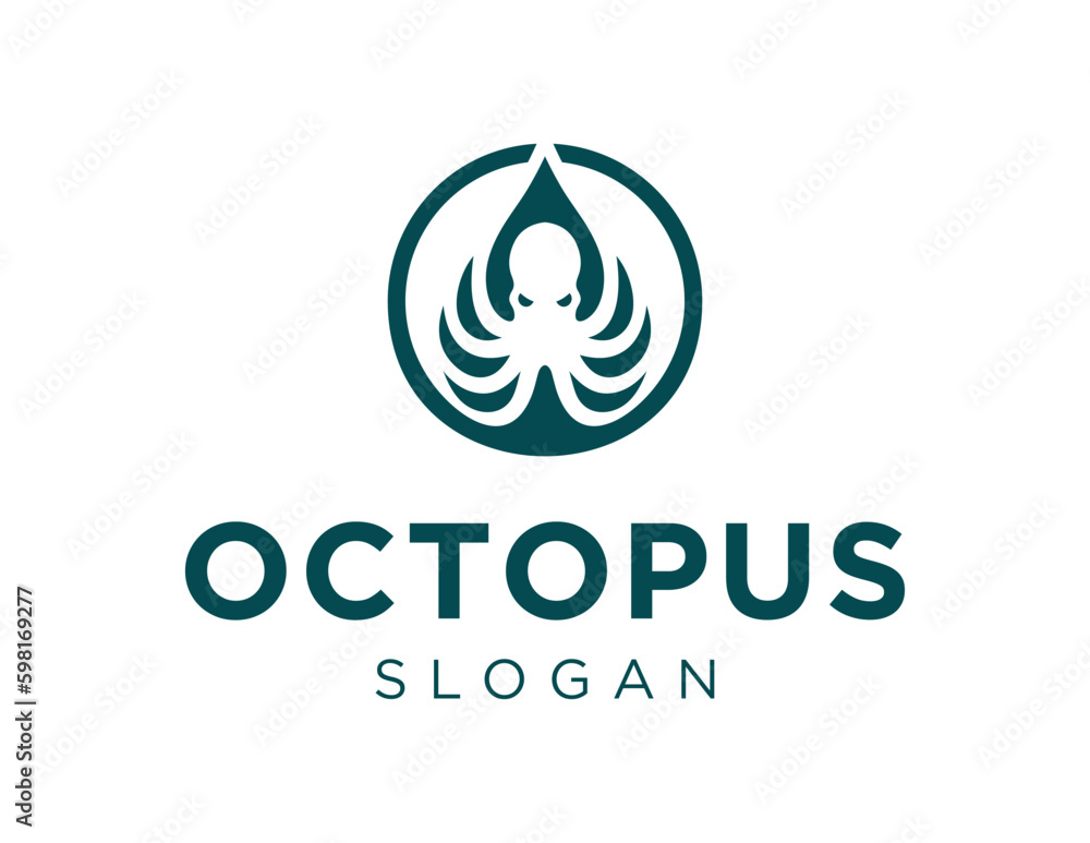 Poster logo about octopus on a white background. created using the coreldraw application.