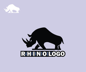 black simple rhino, SILHOUETTE OF GREAT AND STRONG ANIMAL VECTOR ILLUSTRATIONS