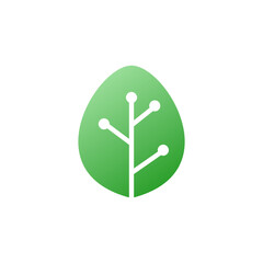 Green tech logo with a leaf logo icon vector illustration