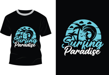 Surfing and Surfboard,Travel logo, Beach, Plam Tree, Surfboad T-Shirt Design Vector