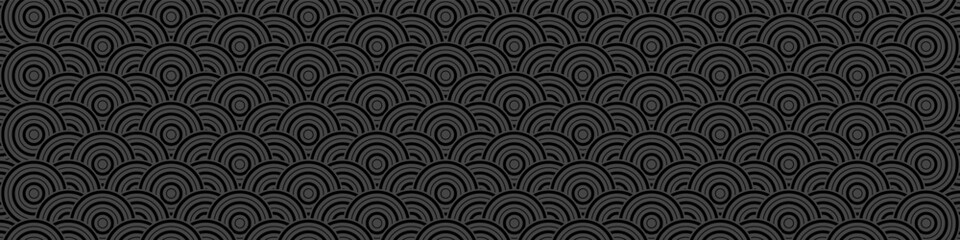 Dark black Japanese paper and Japanese pattern background. Abstract geometric shape backdrop. Modern vector texture.