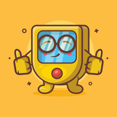 cheerful oximeter character mascot with thumb up hand gesture isolated cartoon in flat style design