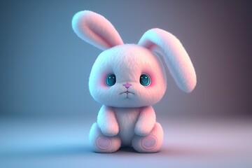 Fototapeta na wymiar White rabbit easter is cute cartoon design