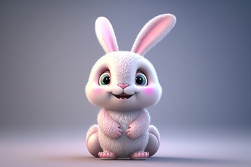 White rabbit easter is cute cartoon design