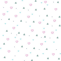 The color screentone consists of hearts, hare faces and dots with leaves.