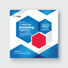 Marketing Agency Social Media Post, Digital Marketing Web Banner, Corporate Square Flyer Template for social media post, ad design.