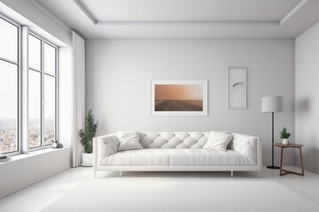 picture frame mockup psd hanging in modern living room minimalist generated ai