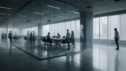 Focused teamwork of business individuals in office