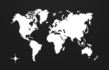 Map of the World in Black and White