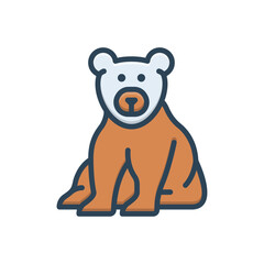 Color illustration icon for bear 