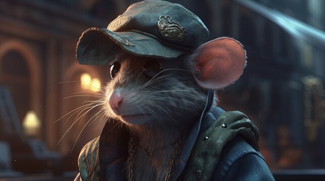 mouse smuggler courier, digital art illustration, Generative AI
