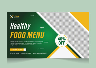 Fresh and tasty asian food menu youtube thumbnail design template
