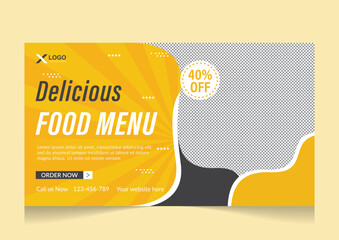 Healthy asian food collection youtube thumbnail banner design editable template