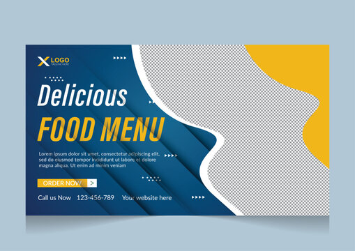 Healthy asian food collection youtube thumbnail banner design editable template
