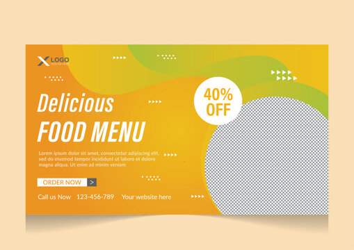 Asian delicious food menu youtube thumbnail design editable template