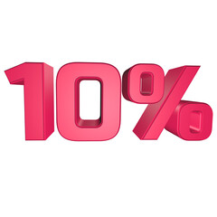 10% sale text with 3D rendering 