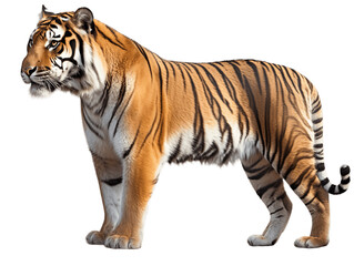 Bengal Tiger Full Body Viewed From Side Transparent Background
