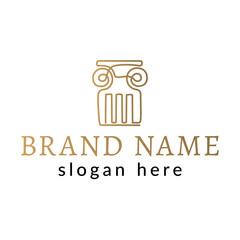 antique column linear icon logo for law firms, courts, universities, museums and art
