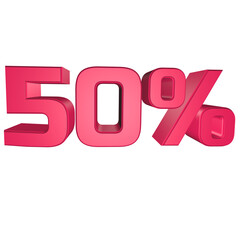 50% off discount 3D rendering design for sale marketing text