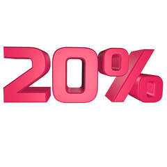 20% off discount 3D rendering design for sale marketing text